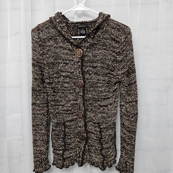 BCBGMaxAzria Cardigan Sweater Hooded Brown Fairy Grunge Cottage S - Picture 7 of 10